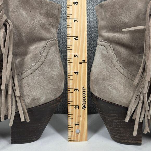 SAM EDELMAN LOUIE TAUPE SUEDE FRINGE ANKLE BOOT – WOMEN’S SIZE 10 – 3" HEEL - Picture 12 of 12